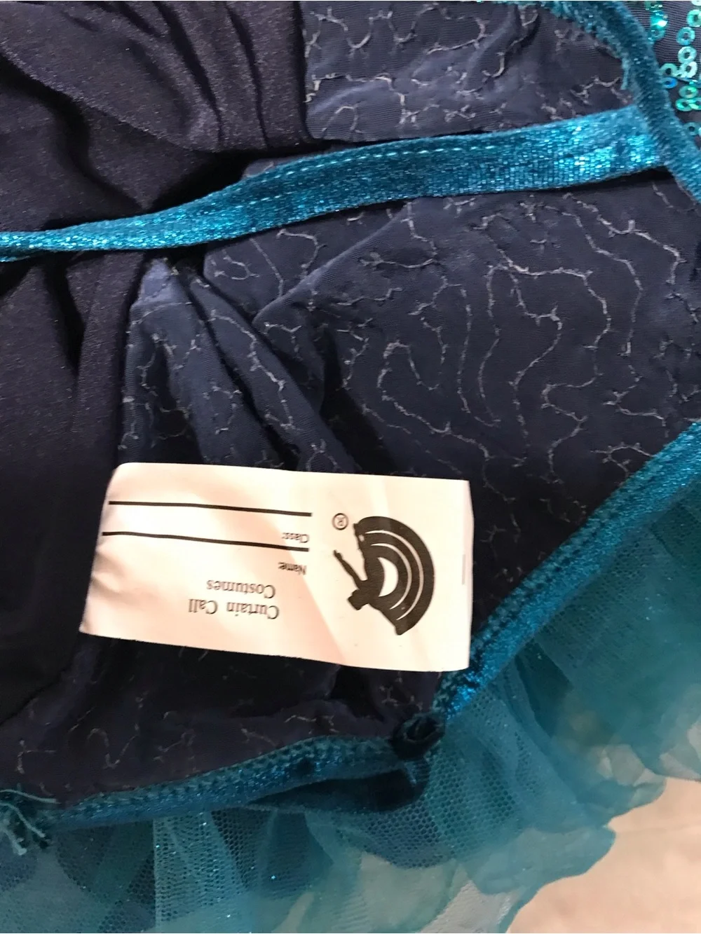 Curtain Call Girls Large Dance Ballet Costume Tutu Leotard Teal Blue